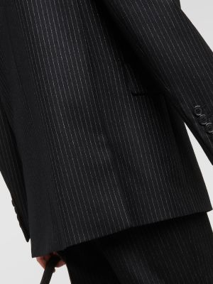 Oversized pruhované vlněné sako Saint Laurent černé