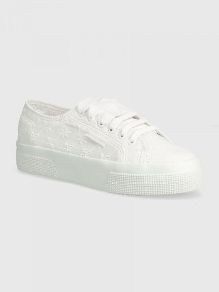Pantofi cu model floral Superga alb