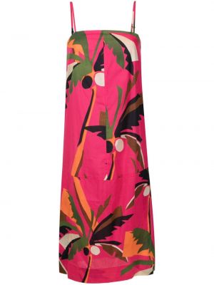 Βαμβακερή μίντι φόρεμα με σχέδιο Osklen ροζ
