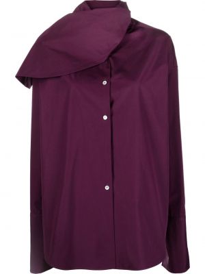 Хлопковая длинная рубашка длинная Jil Sander, фиолетовая