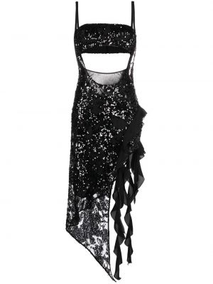 Κοκτέιλ φόρεμα με δαντέλα The Attico μαύρο