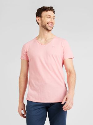 Тениска slim Tommy Jeans розово