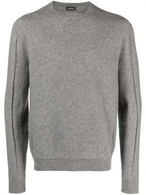 Пуловер с кръгло деколте Zegna сиво