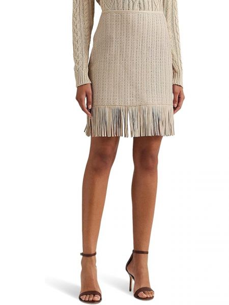 Плетеная кожаная юбка с бахромой Lauren Ralph Lauren