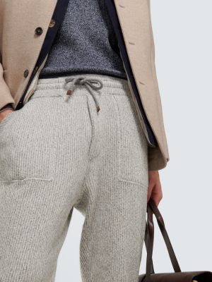 Kašmírové teplákové nohavice Brunello Cucinelli sivá