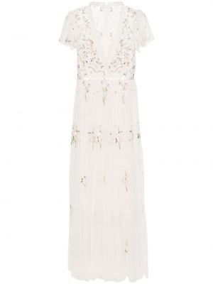 Večernja haljina s cvjetnim printom Needle & Thread bijela