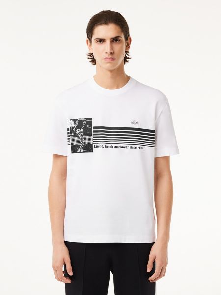 Camiseta con estampado de tenis Lacoste blanco