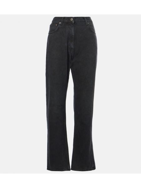 Hög midja straight leg-jeans The Row svart