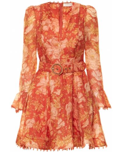 Копринена ленена рокля Zimmermann оранжево