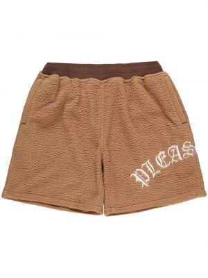 Fleece shorts mit stickerei Pleasures braun