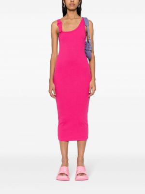 Midi šaty s přezkou Versace Jeans Couture růžové