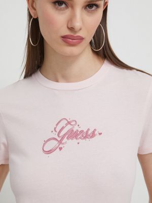 Koszulka bawełniana Guess Originals różowa