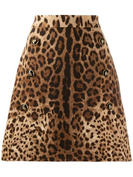 Falda con estampado leopardo Dolce & Gabbana marrón