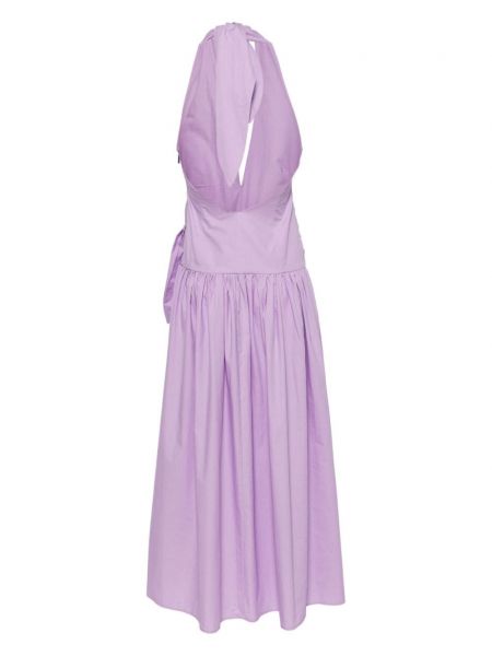 Sukienka długa bawełniana drapowana Msgm fioletowa