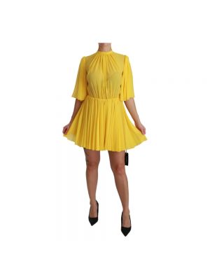 Sukienka mini plisowana Dolce And Gabbana żółta