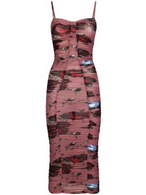 Κοκτέιλ φόρεμα με σχέδιο Dolce & Gabbana ροζ