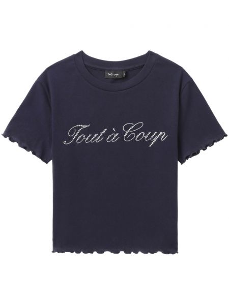 Тениска с кръгло деколте Tout A Coup синьо