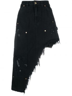 Asimetriškas sijonas su nubrozdinimais Vaquera juoda