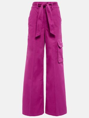 Βαμβακερό παντελόνι cargo Veronica Beard ροζ