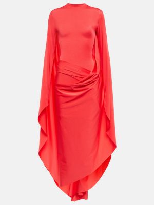 Макси рокля от джърси с драперии Balenciaga червено