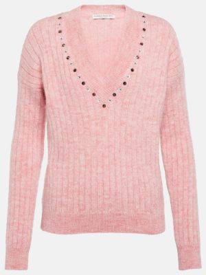 Sweter wełniany Alessandra Rich różowy