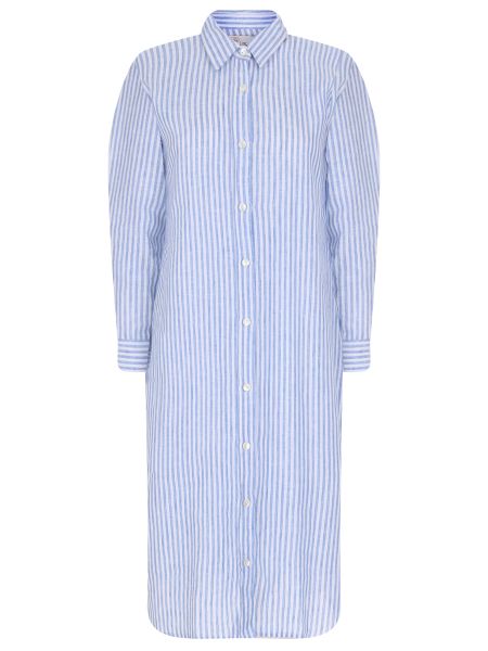 Платье-рубашка в полоску Linen And Linens голубое