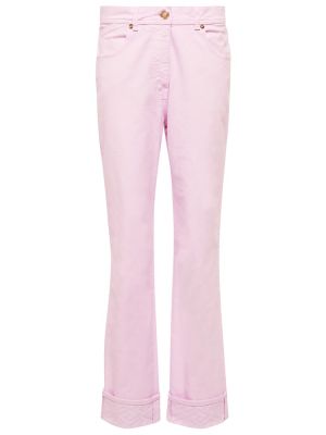 Дънки straight leg с висока талия Versace розово