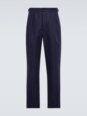Pantalones de lino de algodón King & Tuckfield azul