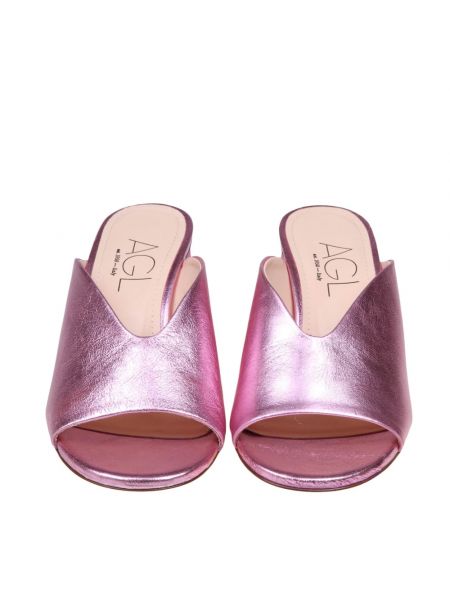 Leder sandale mit v-ausschnitt Agl pink