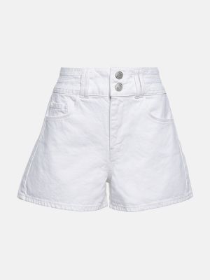Pantaloni scurți din denim cu talie înaltă Frame alb