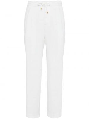 Lanene hlače ravnih nogavica Brunello Cucinelli bijela