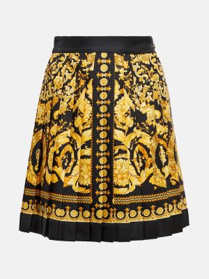 Plisované hedvábné mini sukně s vysokým pasem Versace