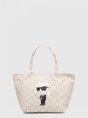 Shopperka bawełniana Karl Lagerfeld beżowa