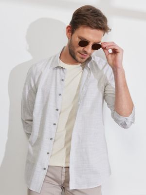 Bavlnená slim fit priliehavá košeľa Altinyildiz Classics khaki