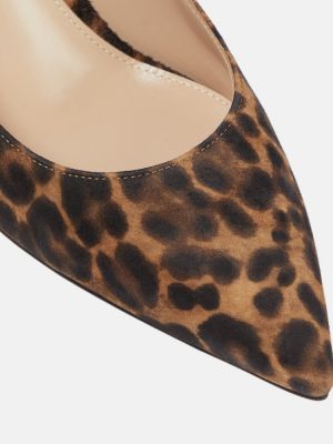 Pantofi cu toc din piele de căprioară cu imagine cu model leopard Gianvito Rossi
