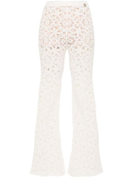 Pantaloni cu model floral Twinset alb