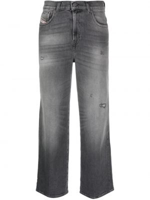 Straight fit džíny s oděrkami Diesel šedé