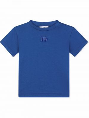 Bomull brodert t-skjorte for jenter Dolce & Gabbana Kids blå