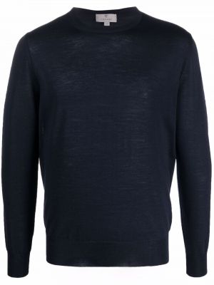 Merinowolle sweatshirt mit rundhalsausschnitt Canali blau