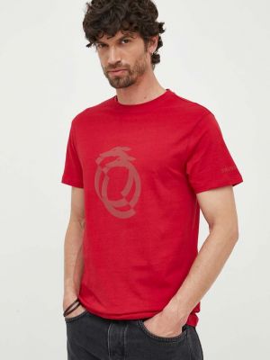 Тениска с дълъг ръкав с принт Trussardi винено червено