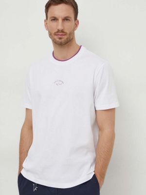 Памучна тениска с дълъг ръкав с принт Paul&shark бяло