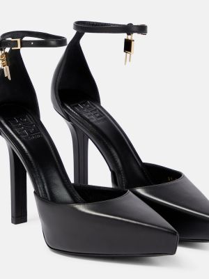 Кожени полуотворени обувки на платформе Givenchy черно