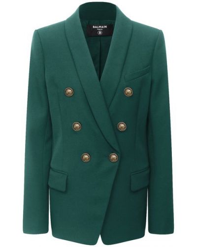 Шерстяной пиджак Balmain, зеленый