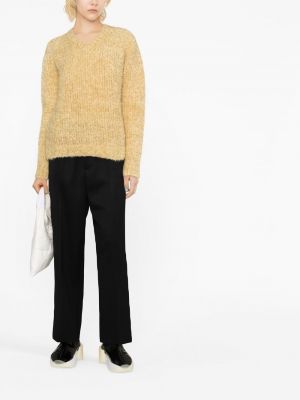 Pletený svetr s výstřihem do v Maison Margiela žlutý