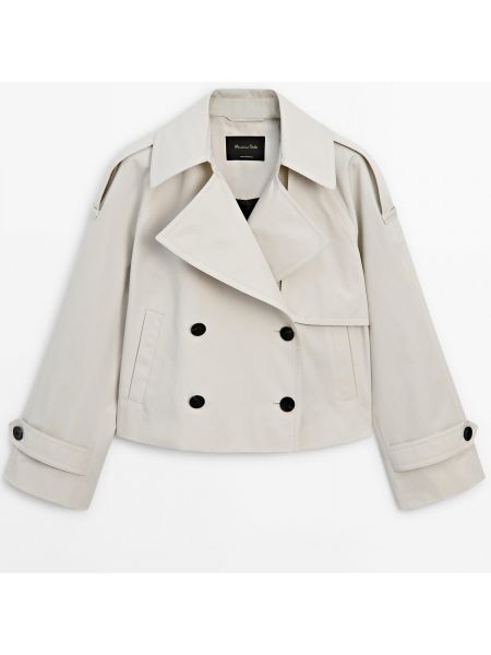 Куртка Massimo Dutti Short Cotton With Lapel, светло-серый