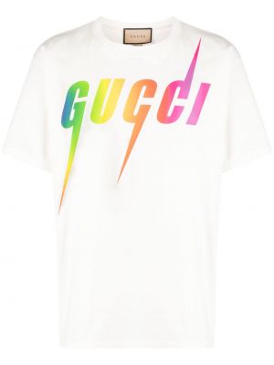Pamut póló nyomtatás Gucci fehér