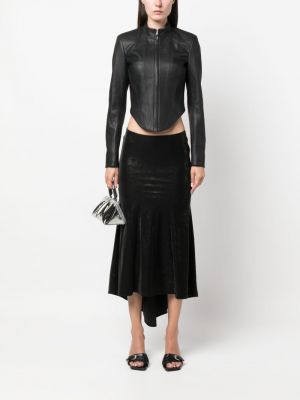 Plisované asymetrické kožená sukně Misbhv černé