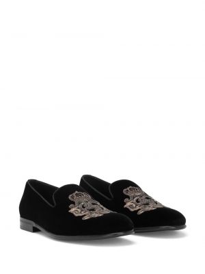 Chaussons en velours Dolce & Gabbana noir