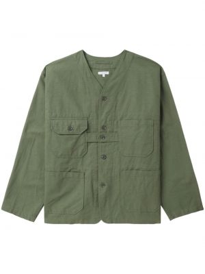 Bavlnená bunda s výstrihom do v Engineered Garments zelená