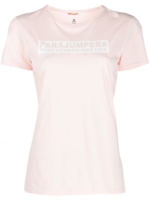 T-shirt en coton à imprimé Parajumpers rose